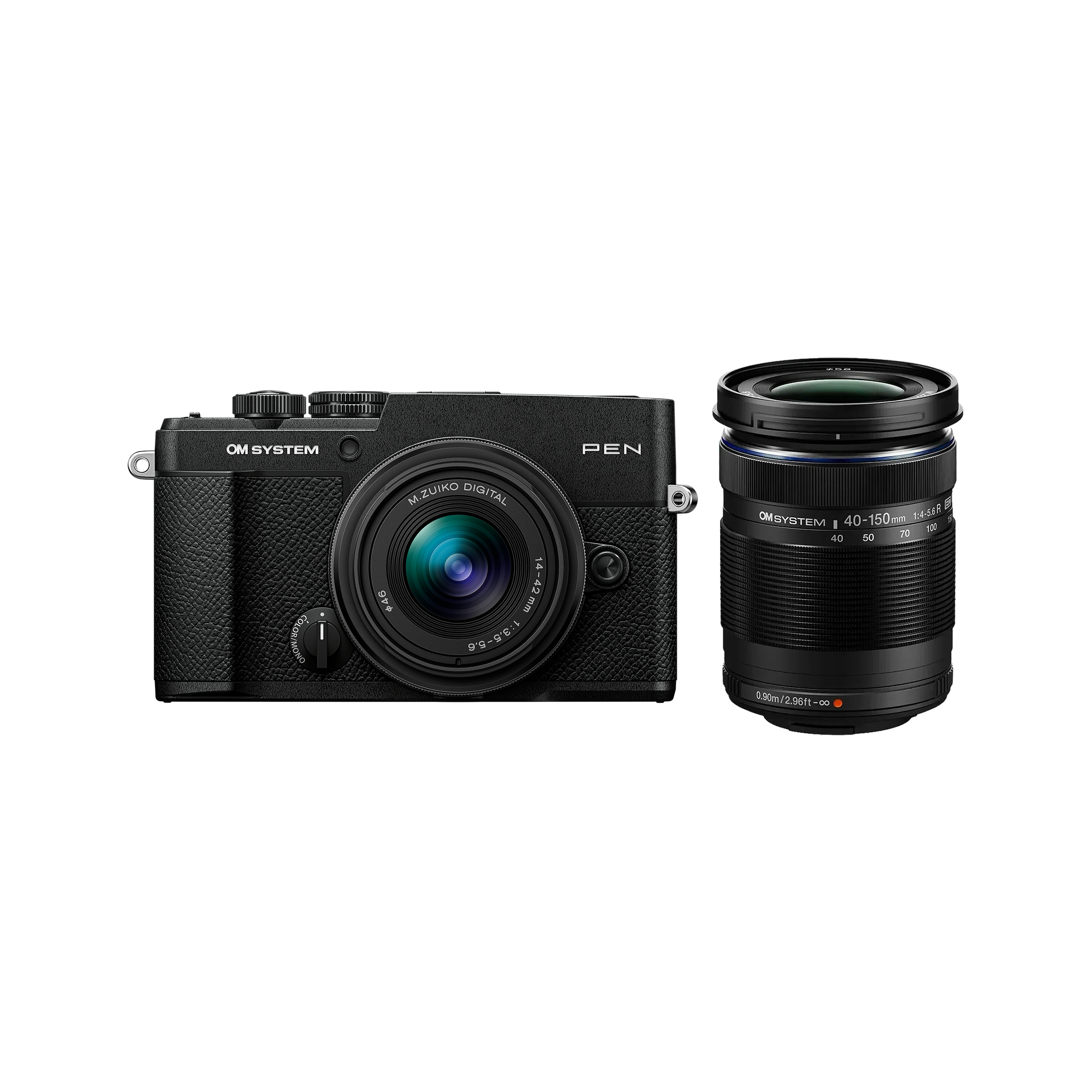 OM SYSTEM COLOR/MONO  
+46  
M.ZUIKO DIGITAL 33 14-42 1:3.5-5.6 5.6  
PEN D  
OMSYSTEM I 40-150mm 7:4-5.6 70 100 40 50 0.90m/2.96ft-∞