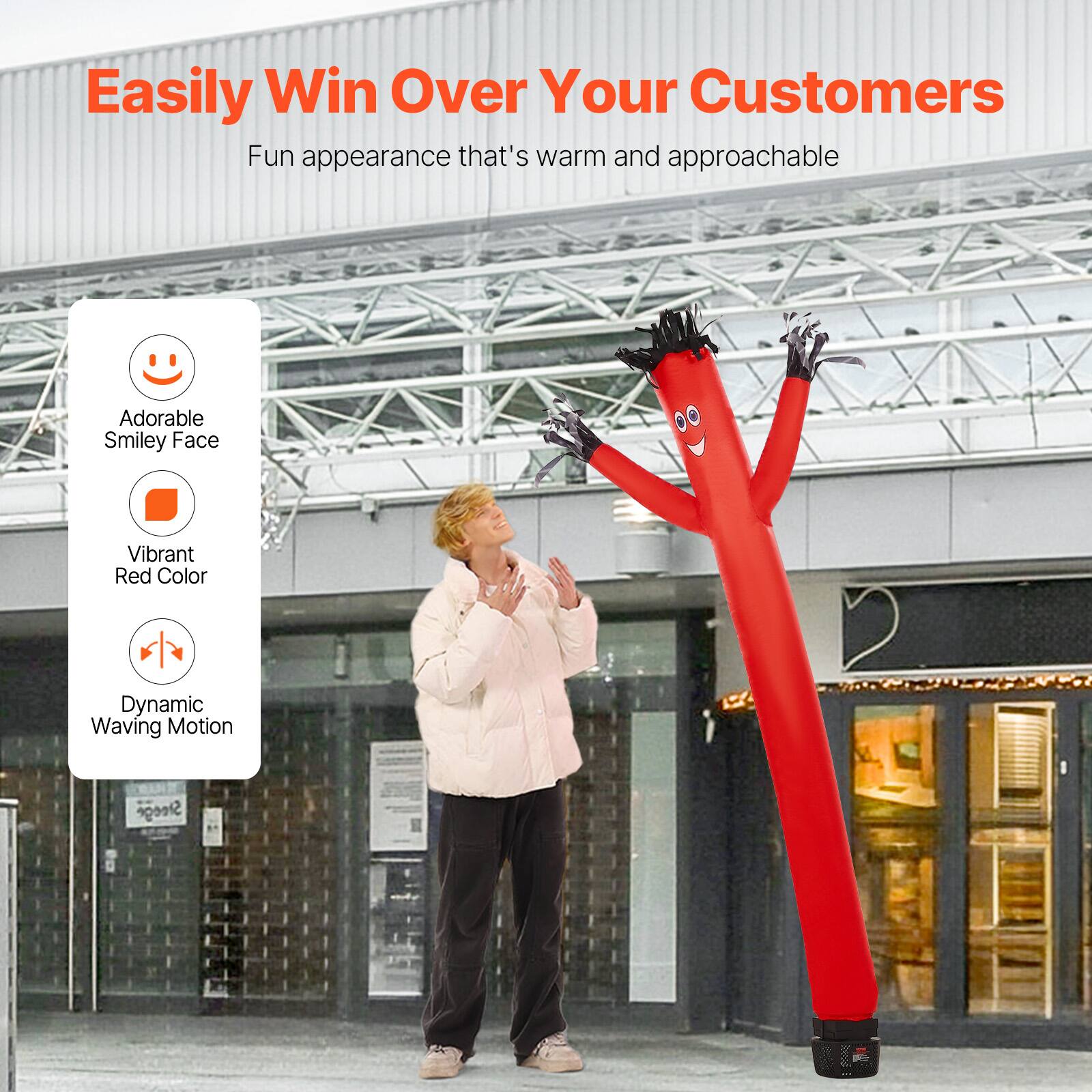 Easily Win Over Your Customers

Fun appearance that's warm and approachable

- Adorable Smiley Face
- Vibrant Red Color
- Dynamic Waving Motion