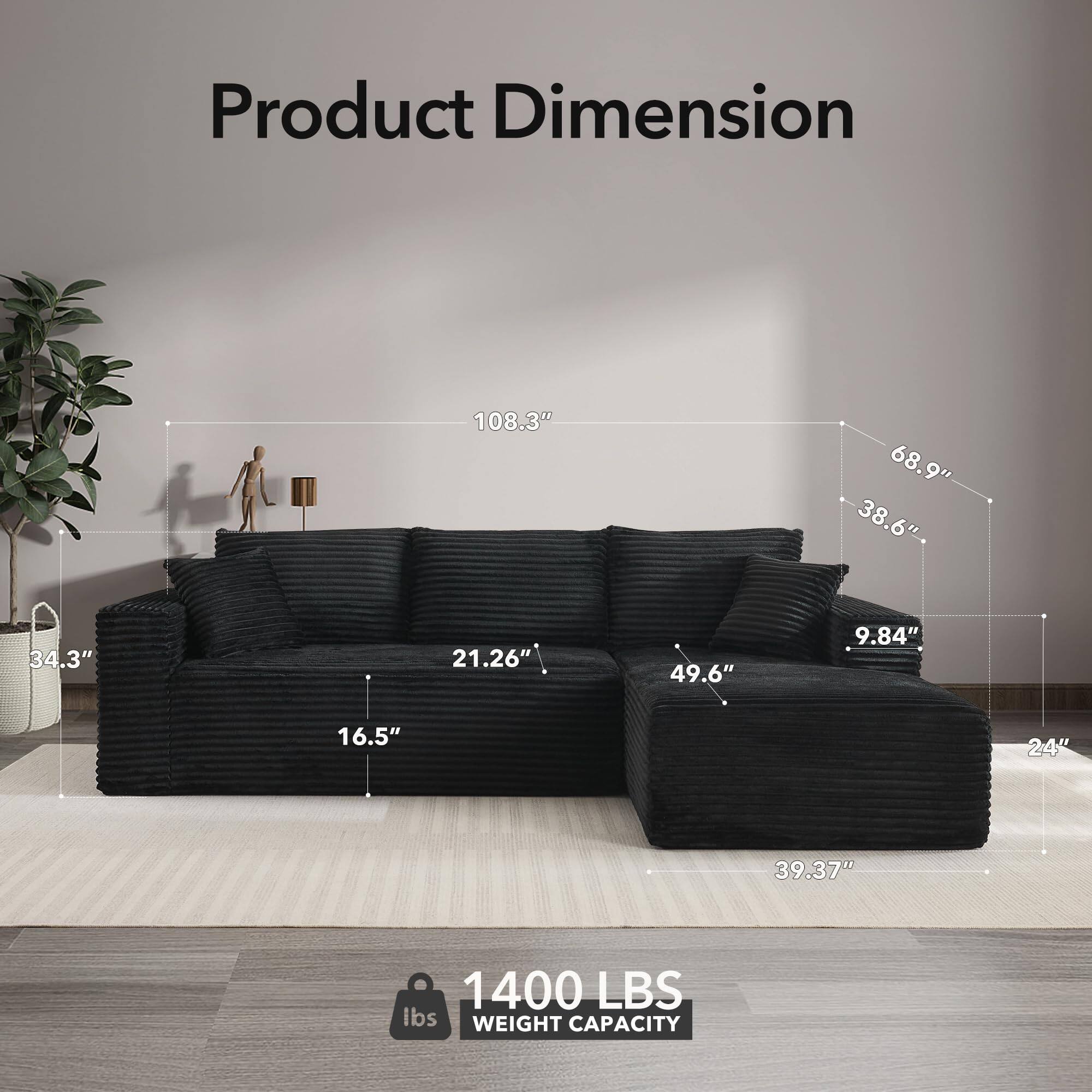 Product Dimension

- 108.3"
- 68.9"
- 38.6"
- 34.3"
- 21.26"
- 49.6"
- 9.84"
- 16.5"
- 24"
- 39.37"

1400 LBS WEIGHT CAPACITY
