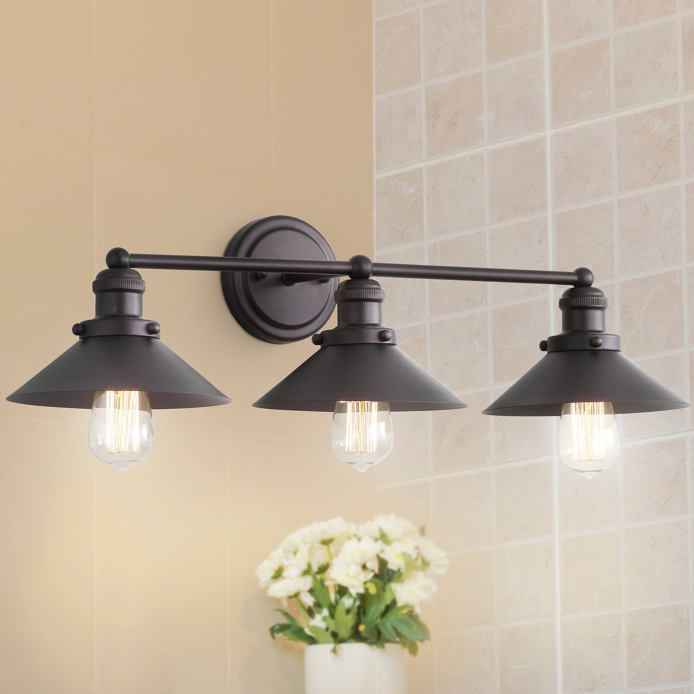 Alt View 1. Jonathan Y - July 26.5" 3-Light Industrial Farmhouse Metal Vanity Light, Oil Rubbed Bronze - Oil Rubbed Bronze.