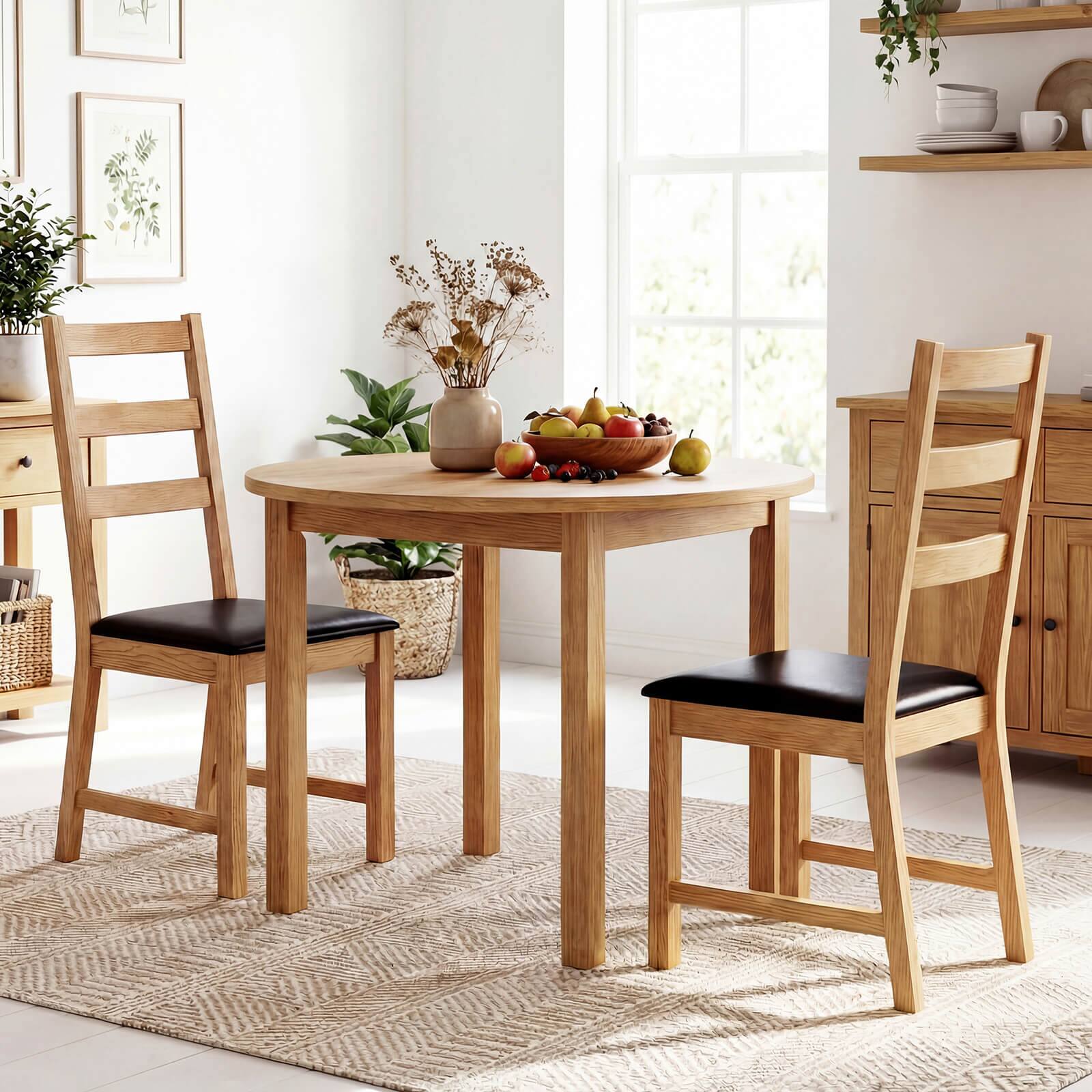 Alt View 3. Costway - Costway Dining Chairs Set of 4 with Hollowed Backrest, Padded Seat, Rubber Wood Legs - Natural & Black.