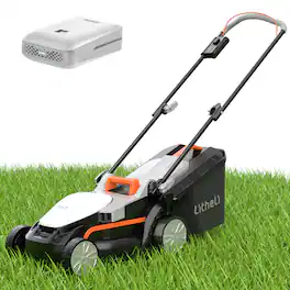 Litheli - 20V U20 Handy+ 13-Inch Cordless Lawn Mower (1 x 4.0Ah Battery and Cable) 5 Heights Adjustment - Orange/White /Black