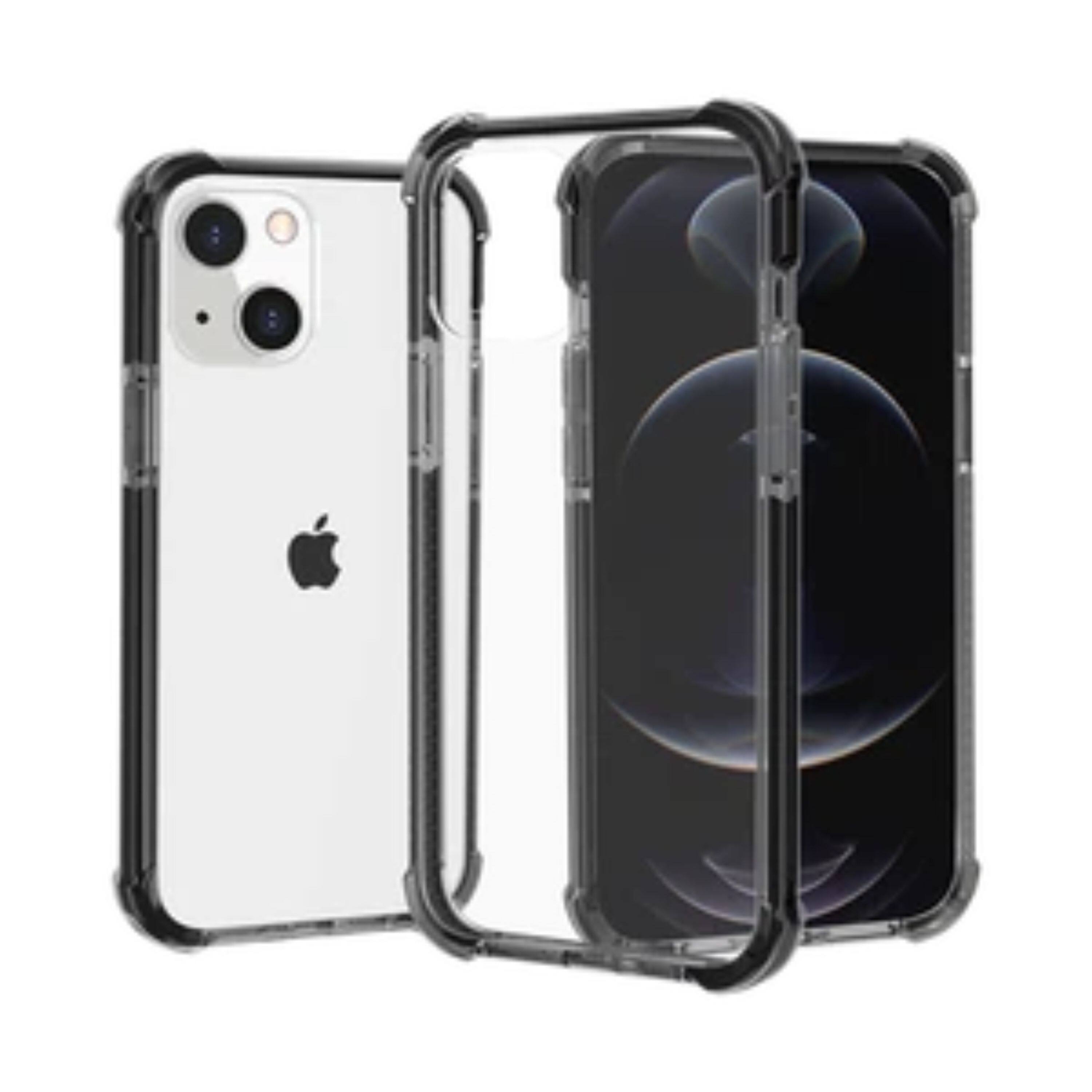 Angle. Kitcheniva - Shockproof Acrylic Transparent Phone Case With 2 Pcs Screen Protectors For iPhone 15 Pro Max Black - Black.