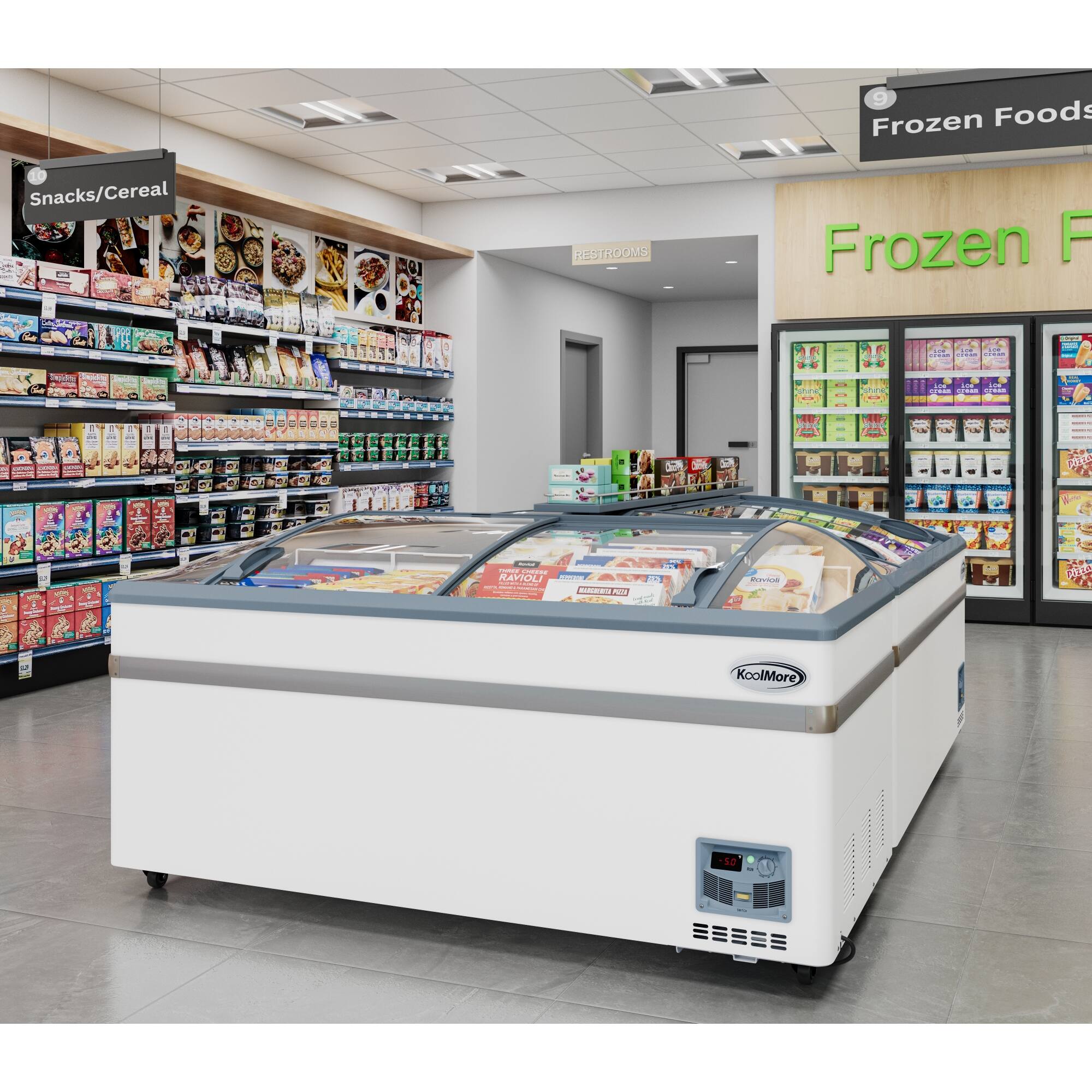 Frozen Foods, Snacks/Cereal, Restrooms, KoolMore