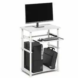 Furinno - HOME Desk, Gaming Desk, Open Shelf Laptop Notebook Computer Desk, Office Desk for Home Office, Study Room, Dorm, Bedroom - White