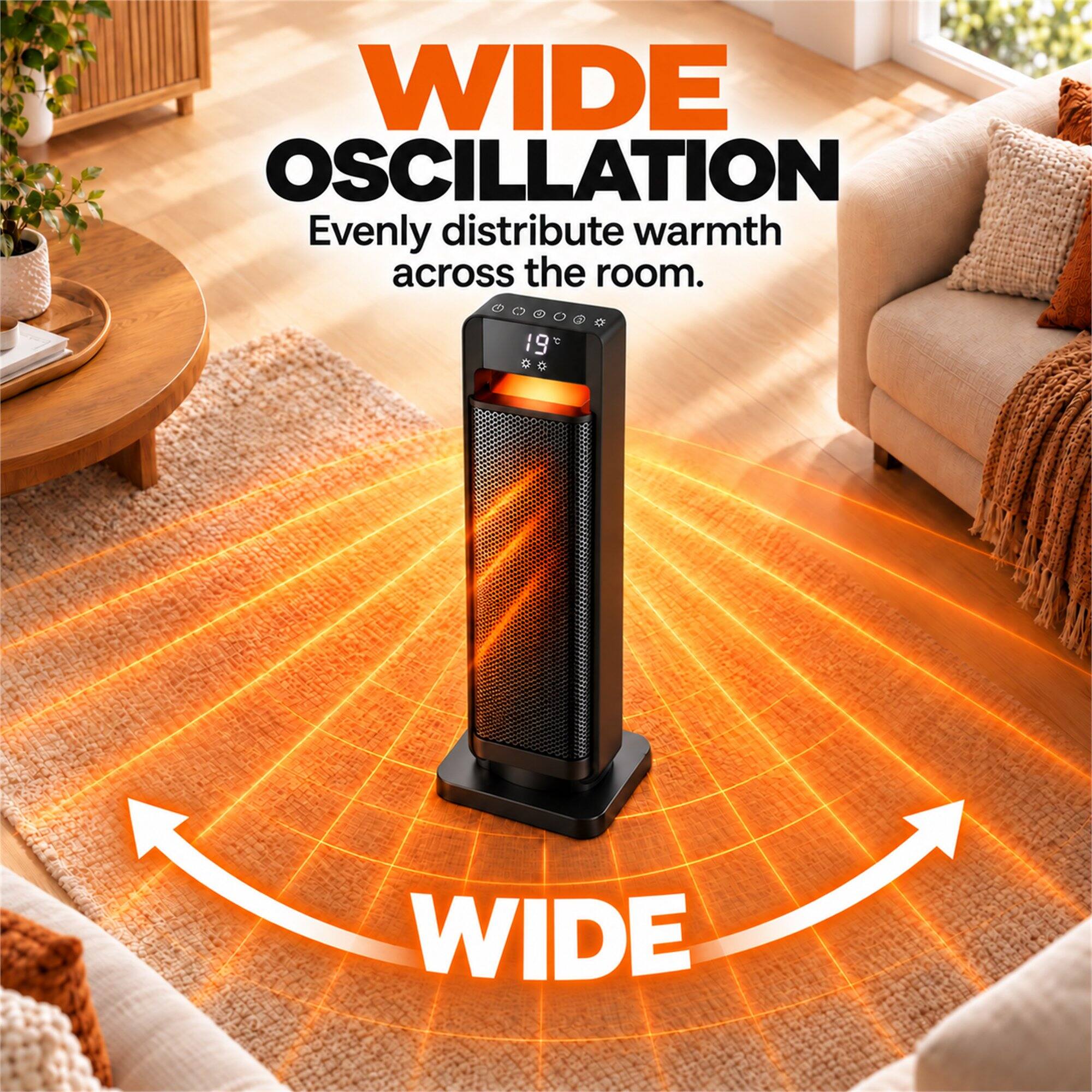 WIDE OSCILLATION  
Evenly distribute warmth across the room.  
19°C