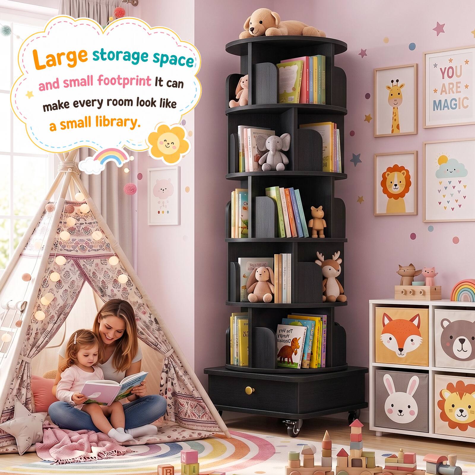 Large storage space and small footprint. It can make every room look like a small library.

YOU ARE MAGIC

Scaling

Very The Hungry Dinosaur