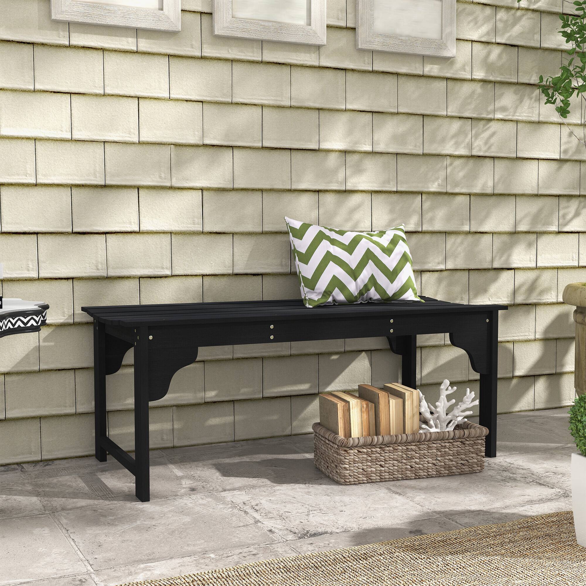 Alt View 1. Outsunny - Wooden Garden Bench - Black.