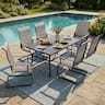 Nuu Garden - 7-Piece Patio Dining Set with Umbrella Hole, Breathable Textilene Fabric - Brown and Black