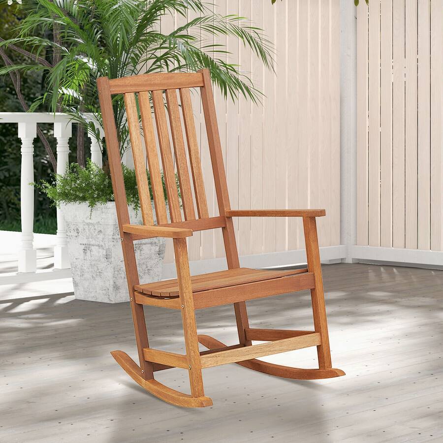 Gymax 2PCS Rocking Chair High Back Outdoor Rocker w/ Smooth Rocking ...