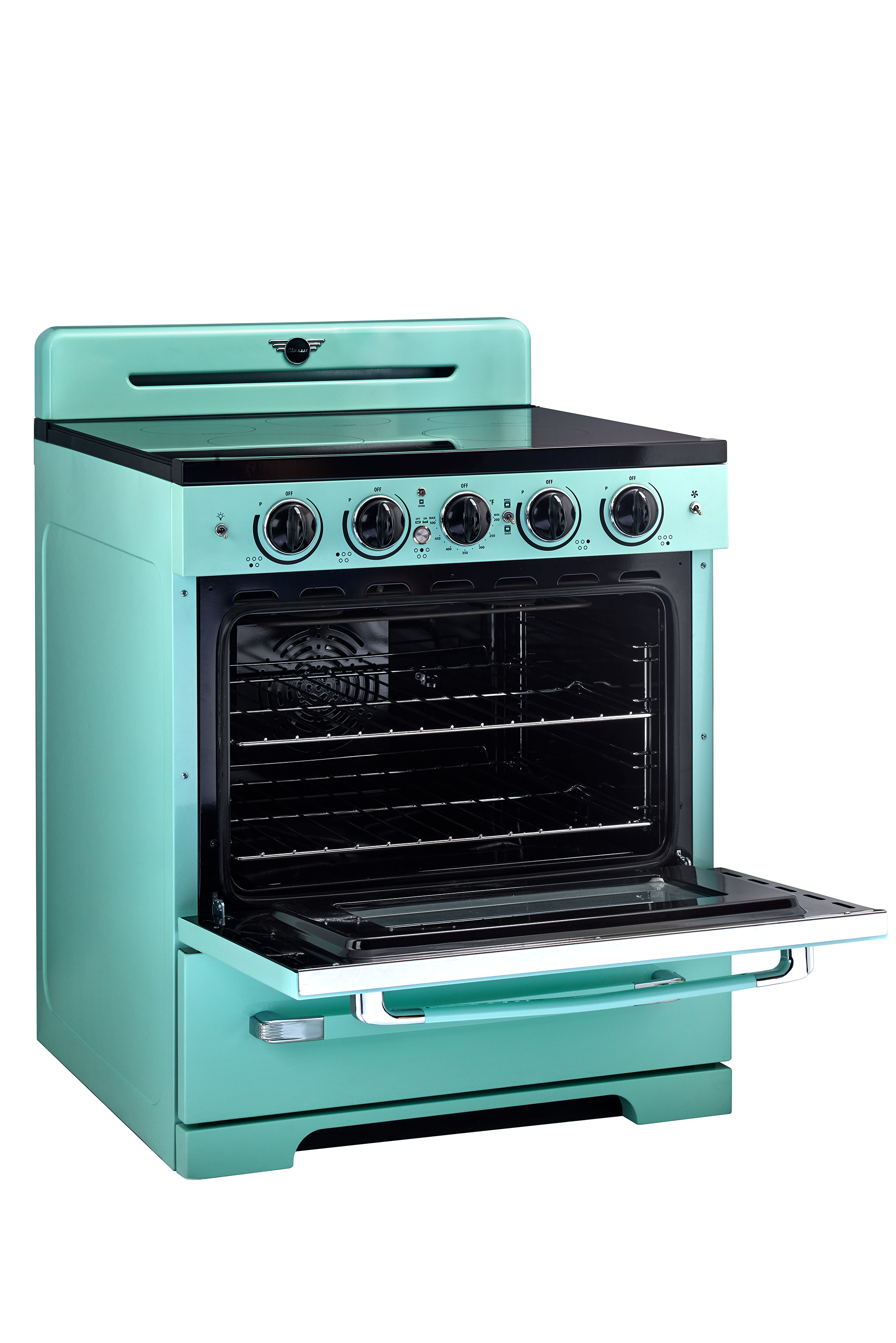 Alt View 11. Unique Appliances - Classic Retro 3.9 Cu. Ft. Freestanding Induction Range with Air Fry - Ocean Mist Turquoise.