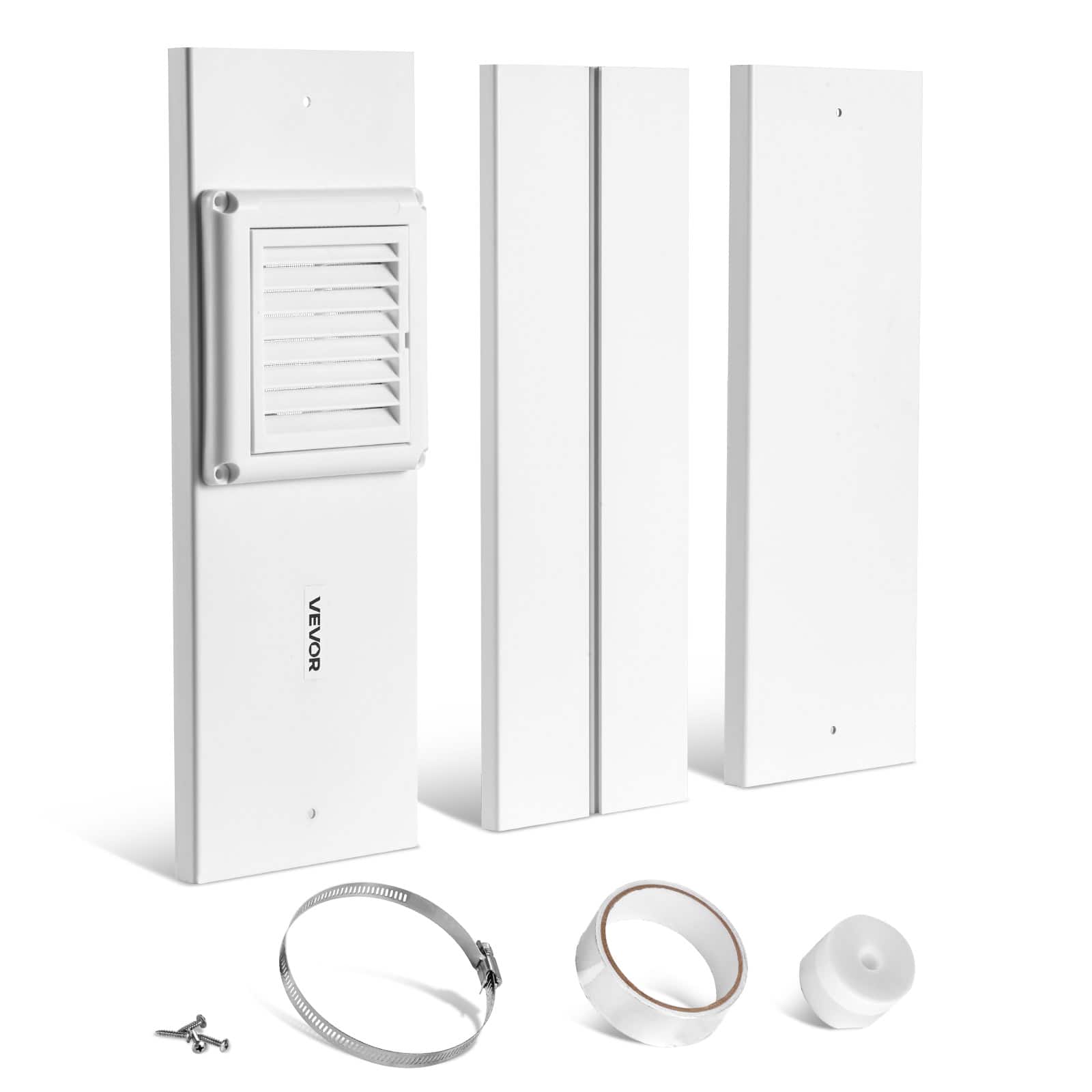 VEVOR - Dryer Vent Window Kit, Fits 4-Inch Exhaust Hoses, Adjustable Length for Adapts Sliding Windows of Different Heights - White
