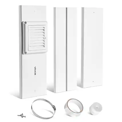 Front. VEVOR - Dryer Vent Window Kit, Fits 4-Inch Exhaust Hoses, Adjustable Length for Adapts Sliding Windows of Different Heights - White.