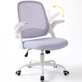 Celtoss - Ergonomic Office Chair, Mesh Back with Flip-Up Arms, Lumbar Support, Adjustable Height & Rolling Wheels - Steel Base-Purple