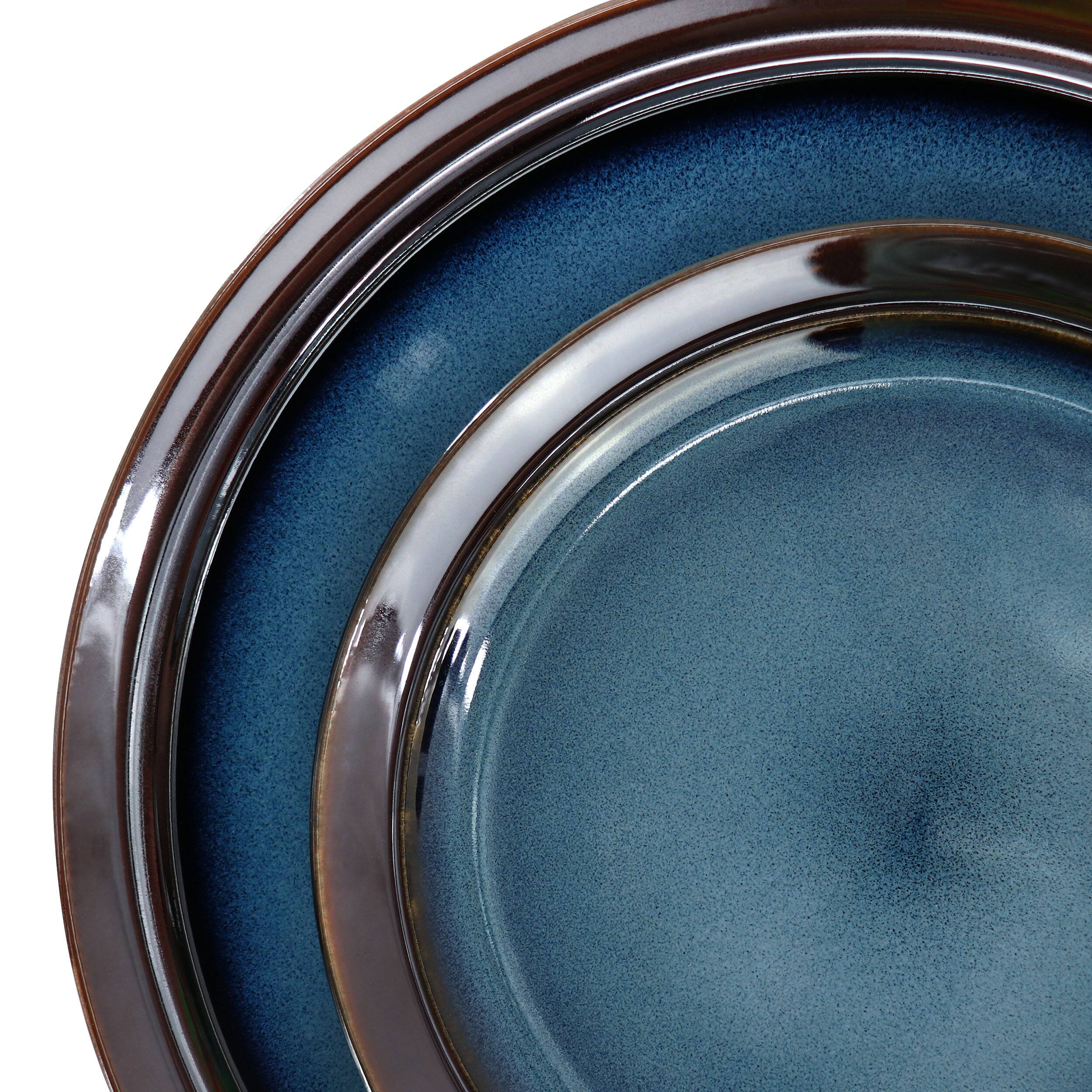 Alt View 2. Gibson - Gibson Elite 16 Piece Priya Reactive Glaze Stoneware Dinnerware Set in Blue - Blue.