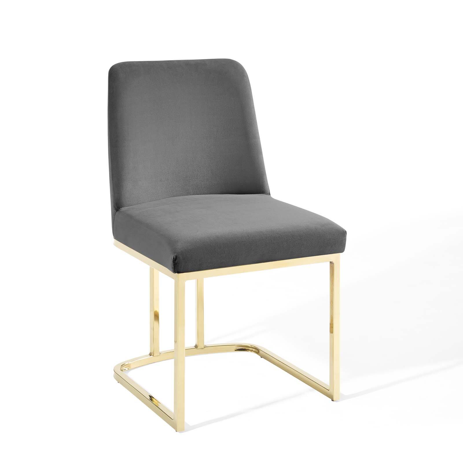 Angle. Modway - Amplify Sled Base Performance Velvet Dining Side Chair by Modway - Gold Gray.