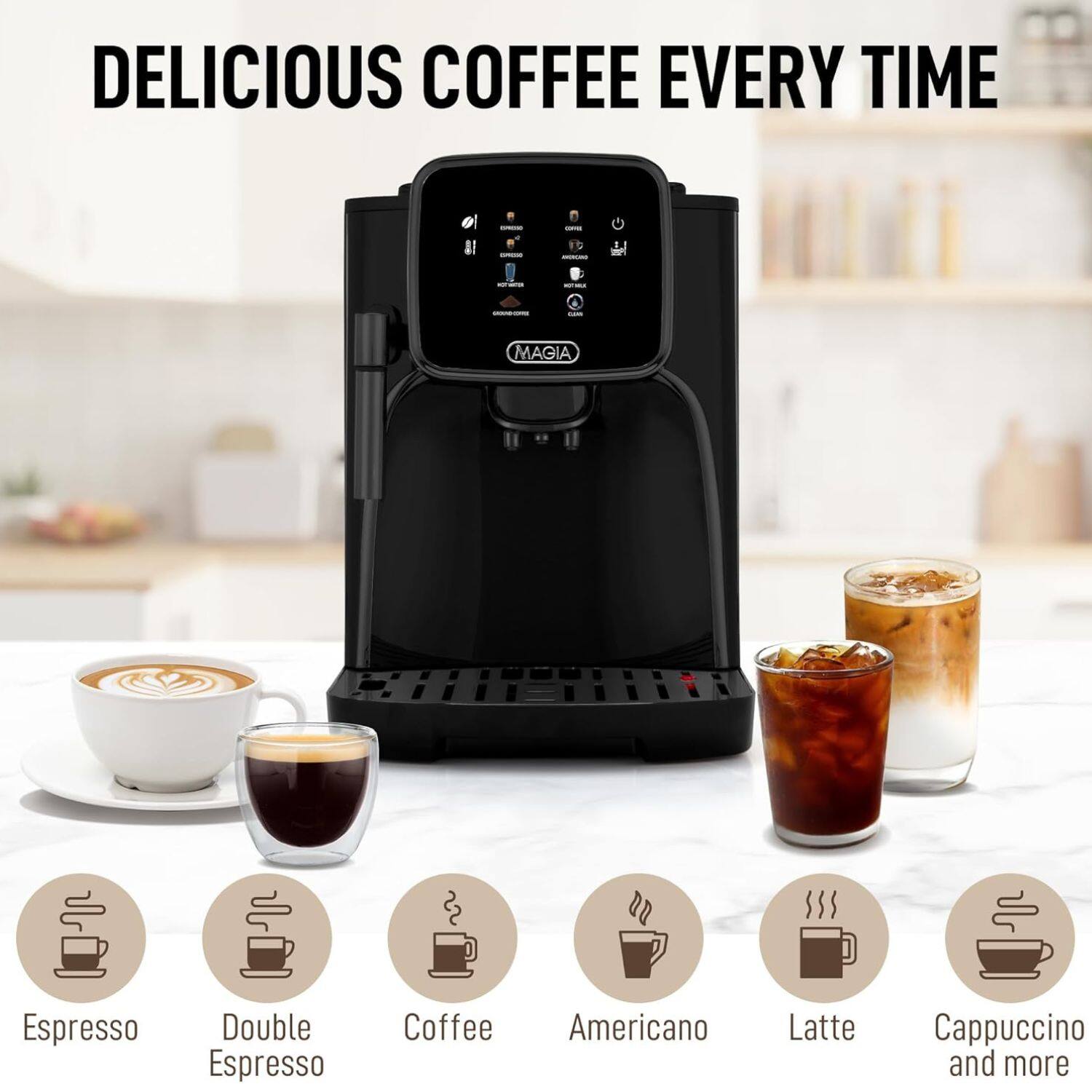 DELICIOUS COFFEE EVERY TIME
Espresso
Double Espresso
Coffee
Americano
Latte
Cappuccino and more