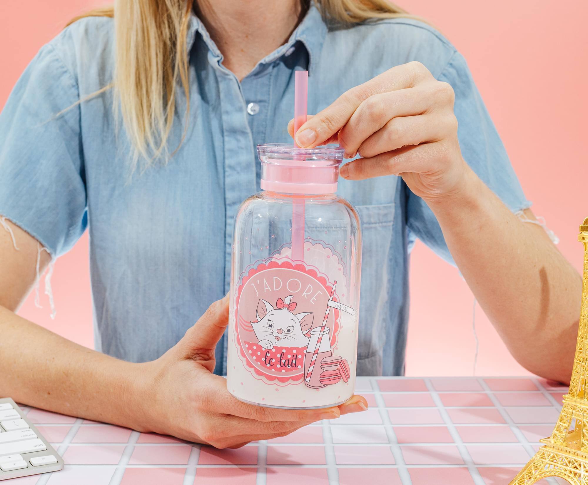 Silver Buffalo Disney The Aristocats Marie Glass Milk Bottle - Thumbnail 2