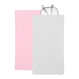 Unique Bargains - 2pcs Squeeze Top Sunglass Pouch, Lattice PU Leather Soft Eyeglass Pouch, Portable Travel Storage for Women/Men - Pink/White
