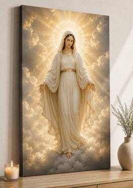 FC Design - Large Sacred Serenity Madonna – Elegant Virgin Mary Wall Art Canvas Print 24x36" Angelic Cloud Home Decor - MultiColor