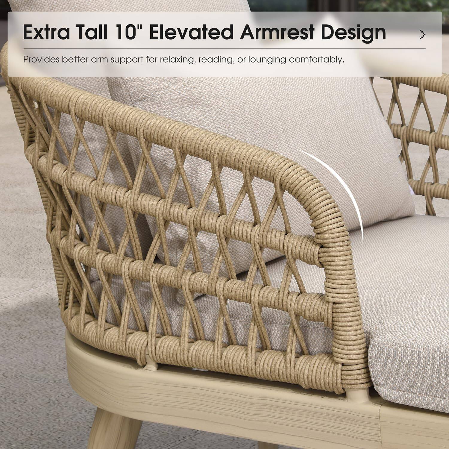 Extra Tall 10" Elevated Armrest Design  
Provides better arm support for relaxing, reading, or lounging comfortably.