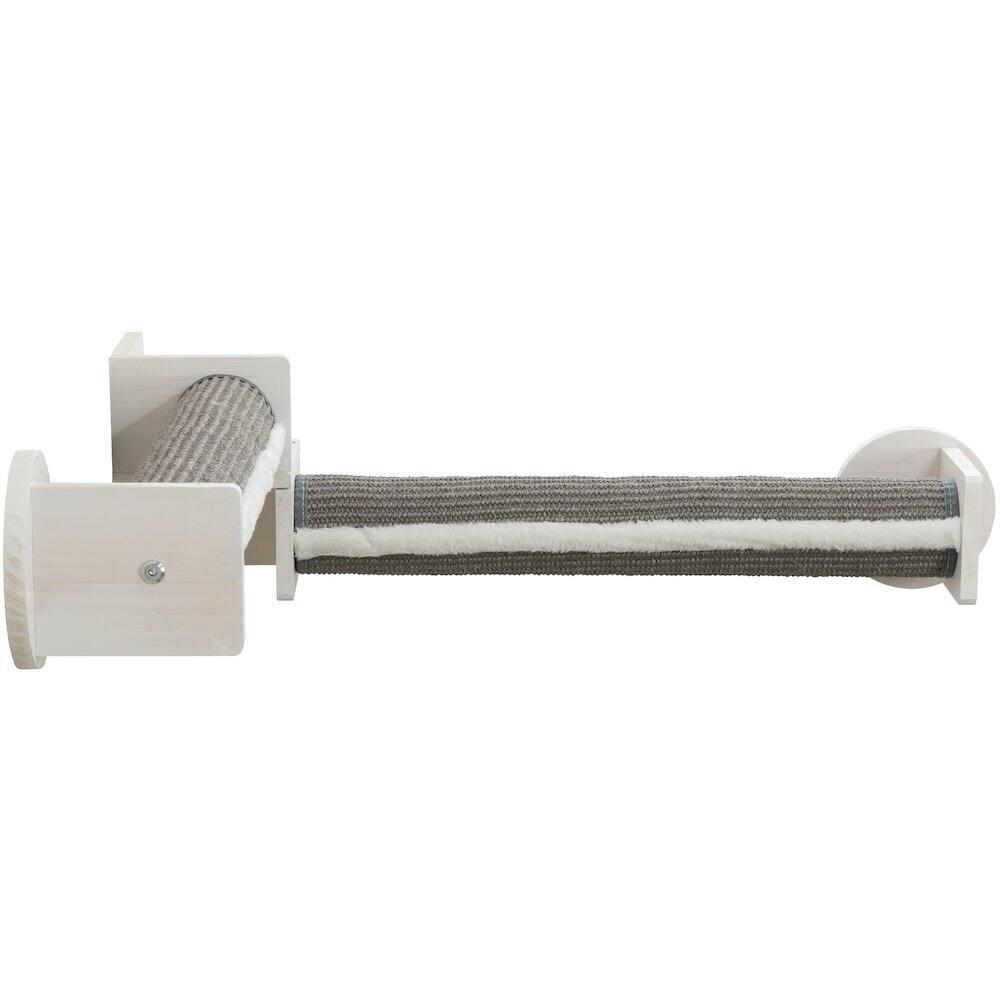 Back. TRIXIE - Wall Set 5 Wall Mounted Cat Perch System with 2 Scratching Posts for Corners - White/Gray.
