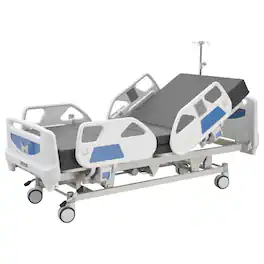 VEVOR - Premium 5 Function Full Electric Hospital Bed, ICU Medical Bed with Cardiac Chair, CPR, Trendelenburg & Reverse - White;Blue