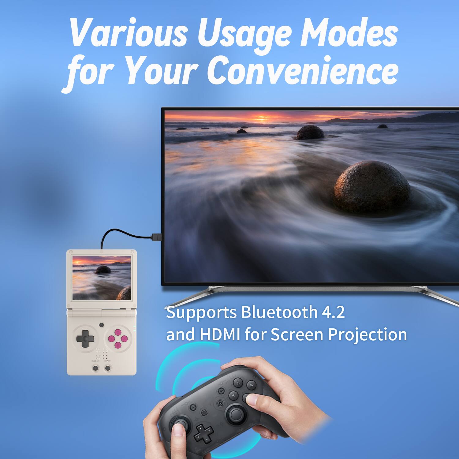 Various Usage Modes for Your Convenience

Supports Bluetooth 4.2 and HDMI for Screen Projection