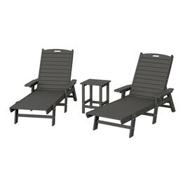 WestinTrends - Malibu 3 piece Set Poly Adirondack Outdoor Chaise Lounges with Side Table - Gray