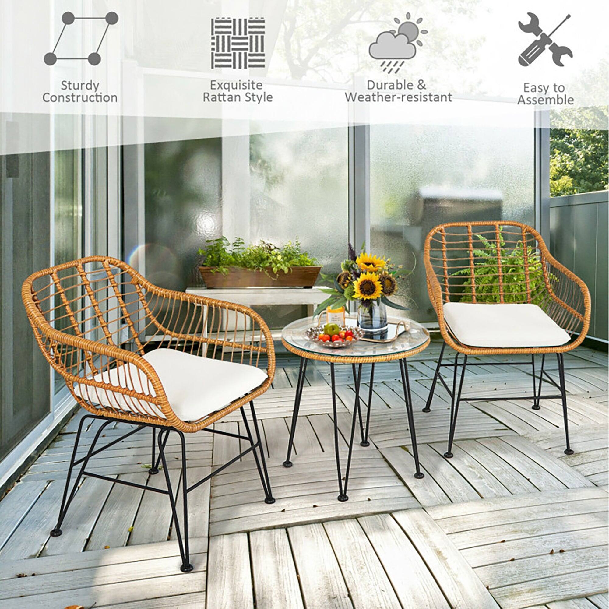 Sturdy Construction  
Exquisite Rattan Style  
Durable & Weather-resistant  
Easy to Assemble