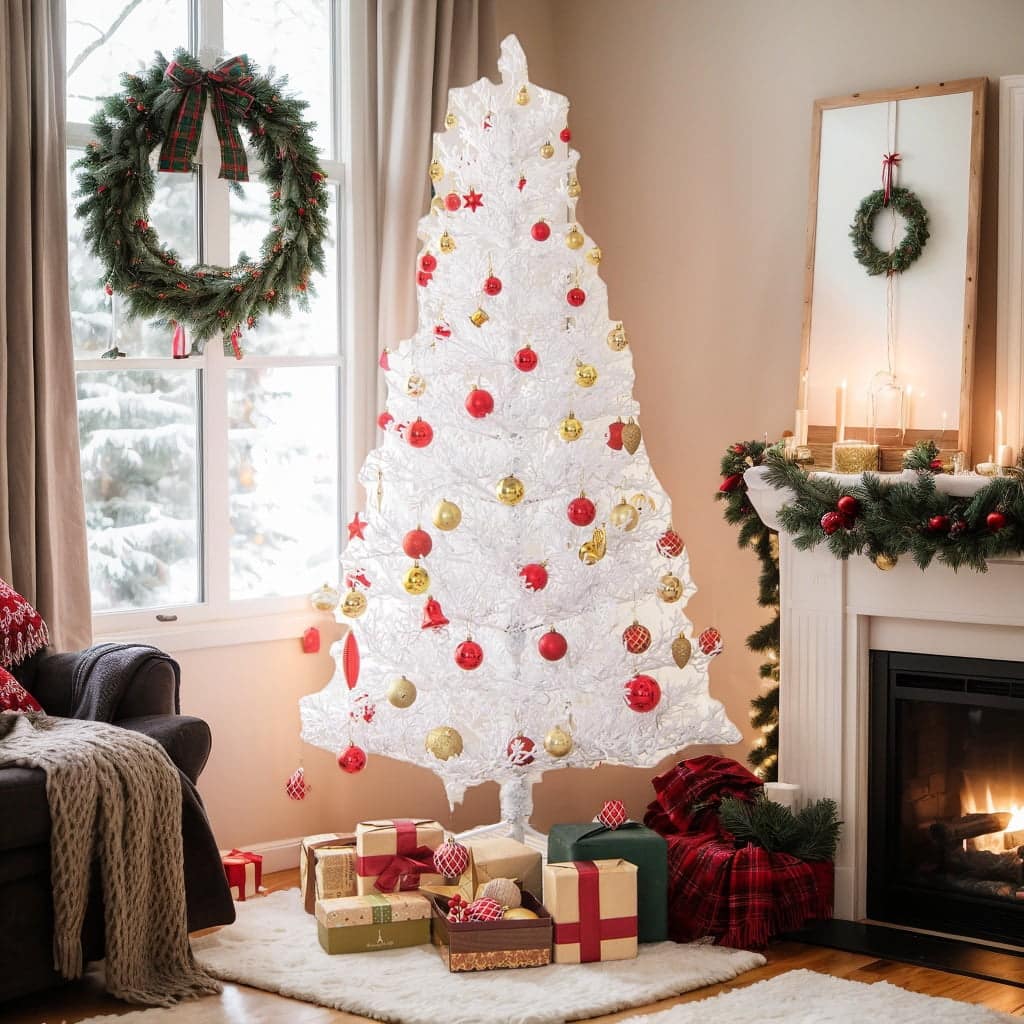 Kadyn - Home Party Christmas Tree Decorations,6 Feet Artificial Xmas Tree with 383 PE Branch Tips and 300 LED Lights - Green