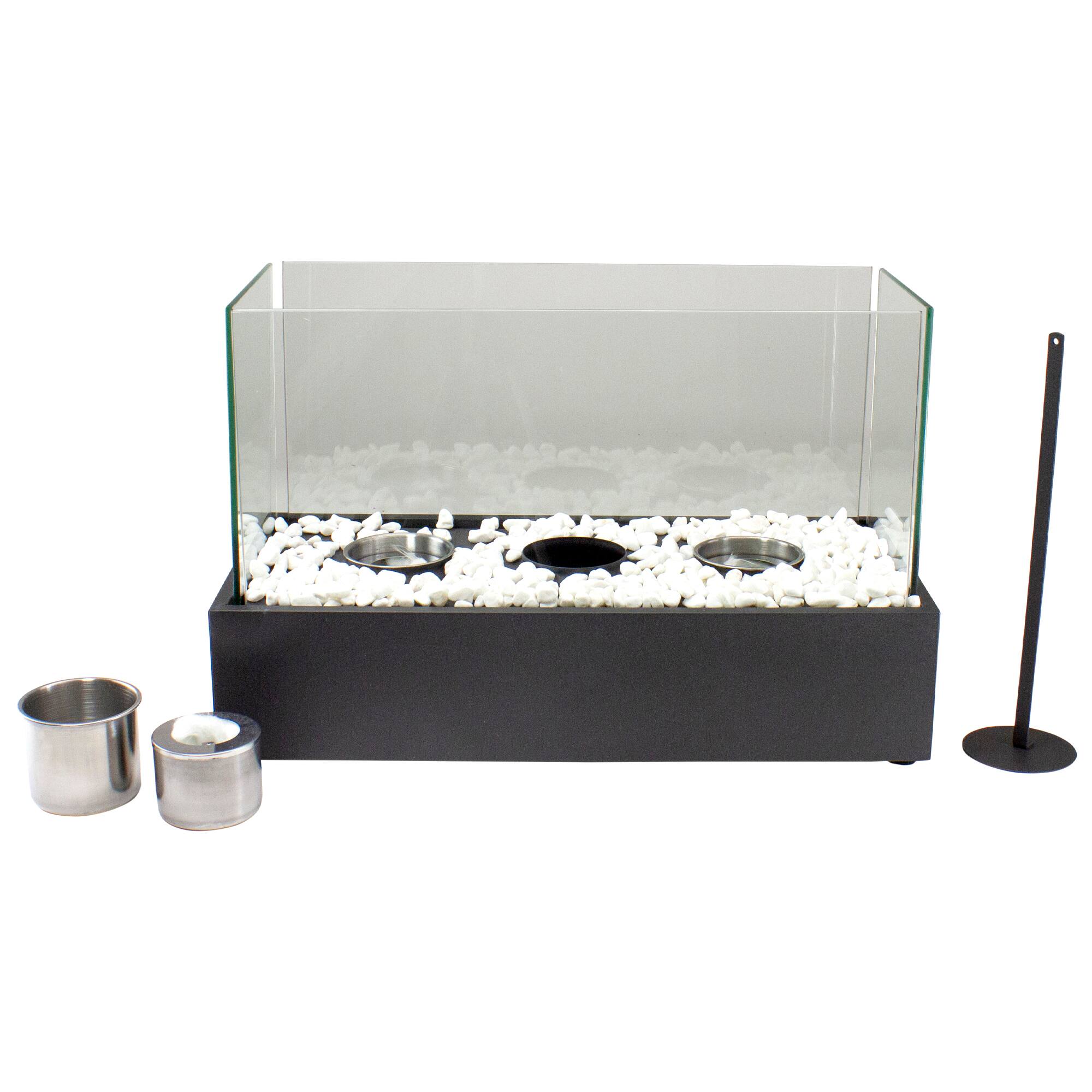 Alt View 4. Northlight - Bio Ethanol Ventless Portable Triple Fireplace with Flame Guard - 17.75" - Black - Black.