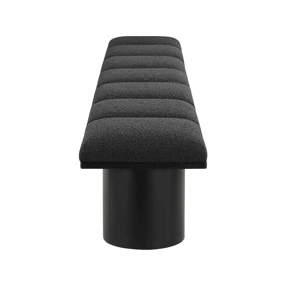 Left. Meridian Furniture - Pavilion Black Boucle Fabric Bench - Black Boucle Fabric.
