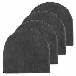 Sweet Home Collection - U-Shape Molded 100% High Density Memory Foam Chair Pads With Ties, 4-Pack - Black