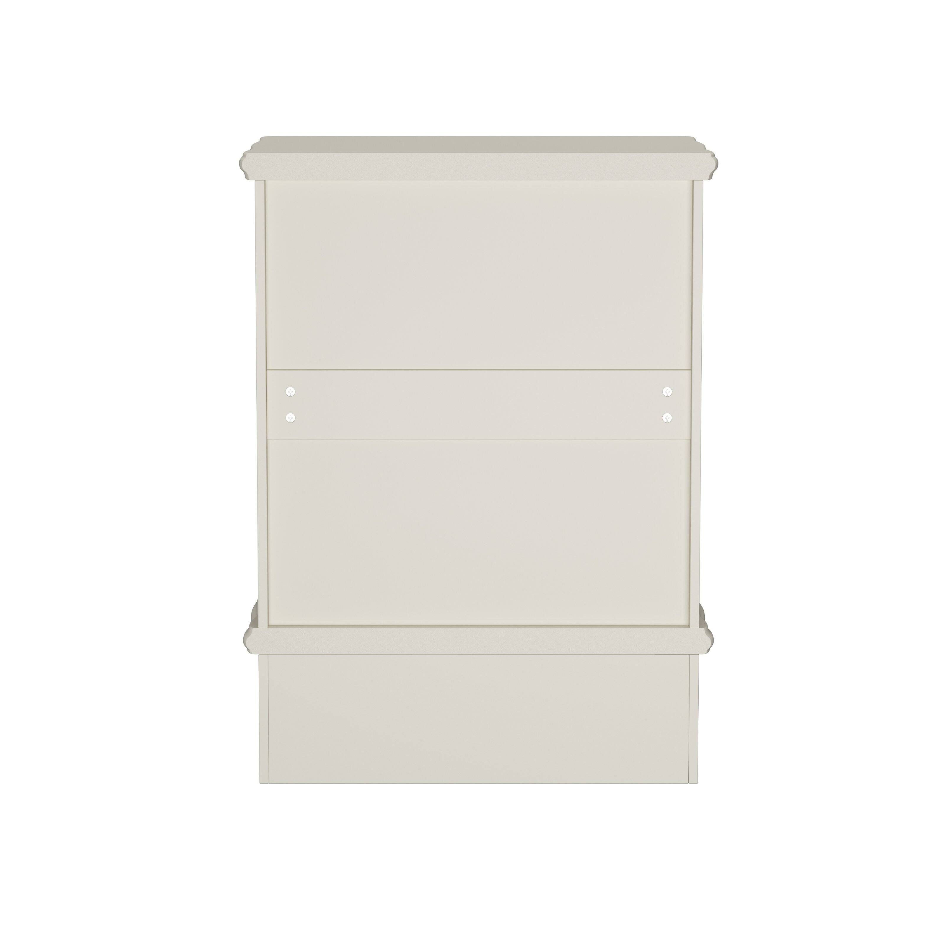 Back. Famapy - European Style 3-Drawer Dresser with Gold-Accent Carved Details, Ivory White Finish - White.