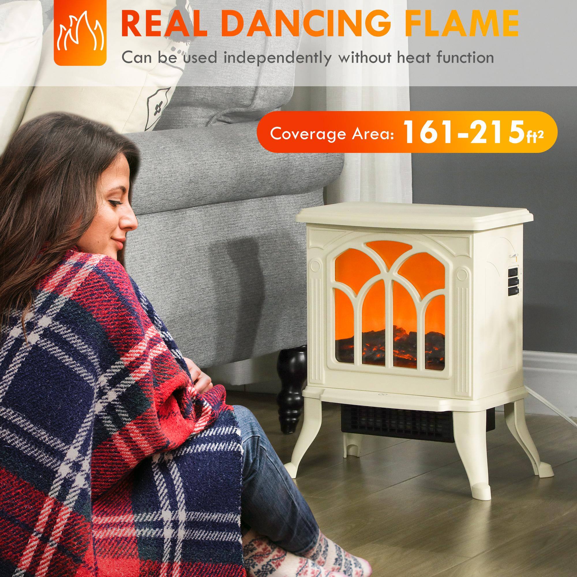 REAL DANCING FLAME  
Can be used independently without heat function  

Coverage Area: 161-215 ft²