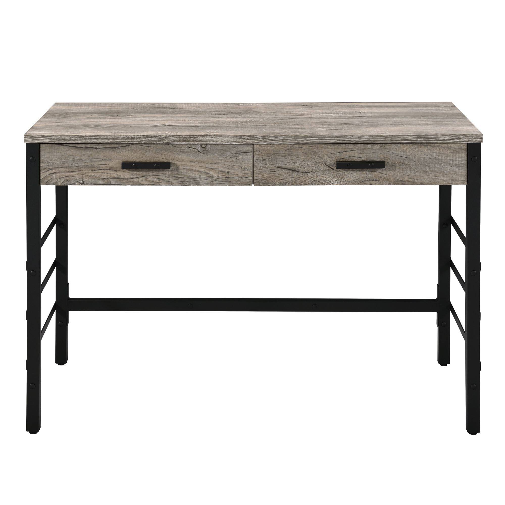 Alt View 10. GOODSILO - Modern Light Weathered Oak Writing Desk with USB Charging Ports and Storage Drawers for Home Office - Oak.