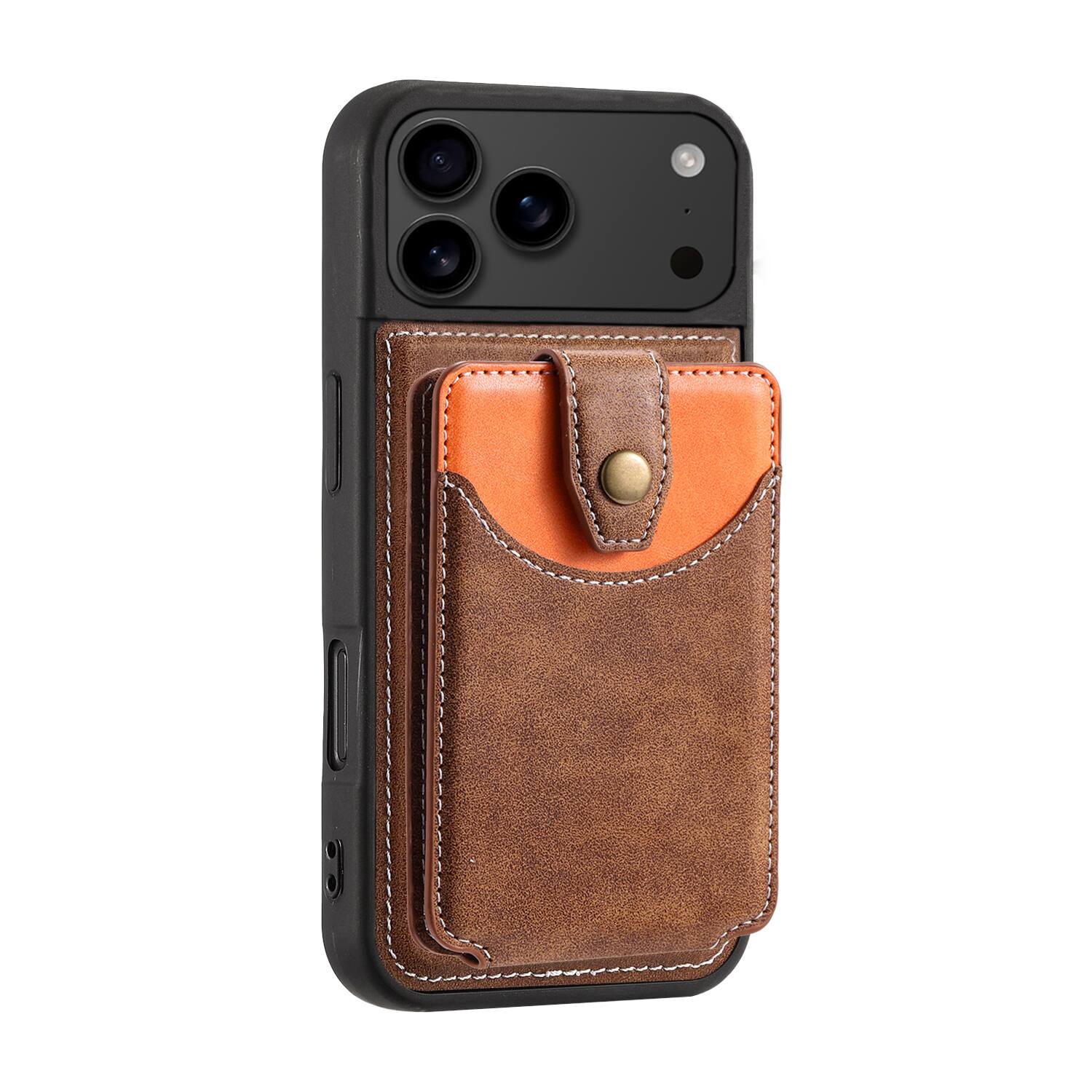 Alt View 2. Dteck - For Apple iPhone 17 Pro Wallet Case,2-in-1 Magnetic Detachable PU Leather Wallet Flip Stand Card Holder TPU Inner Cover - Brown.