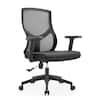 Front. LeisureMod - Glen Office Chair Upholstered Cotton Mid-Back Mesh Computer Chair with Adjustable Height, Swivel and Tilt - Black.