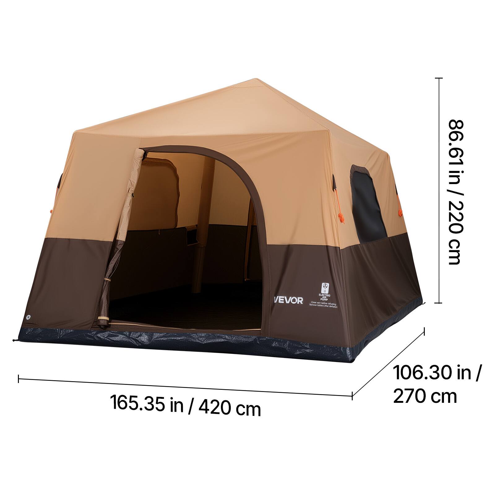 86.61 in / 220 cm  
165.35 in / 420 cm  
106.30 in / 270 cm