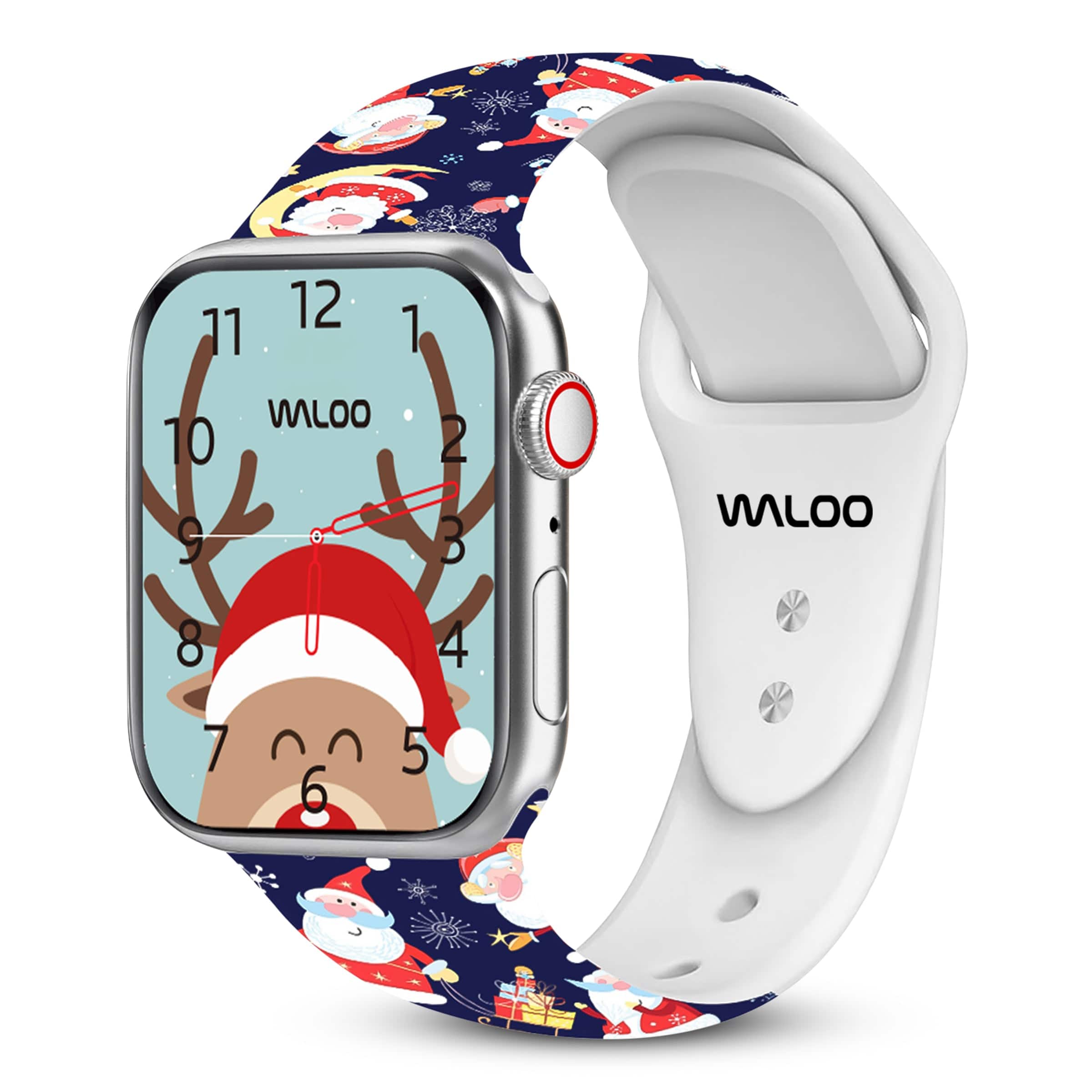 Waloo - Christmas/Holiday Fun Silicone Sport Band For Apple Watch - Navy Santa price history on PriceWatchPro