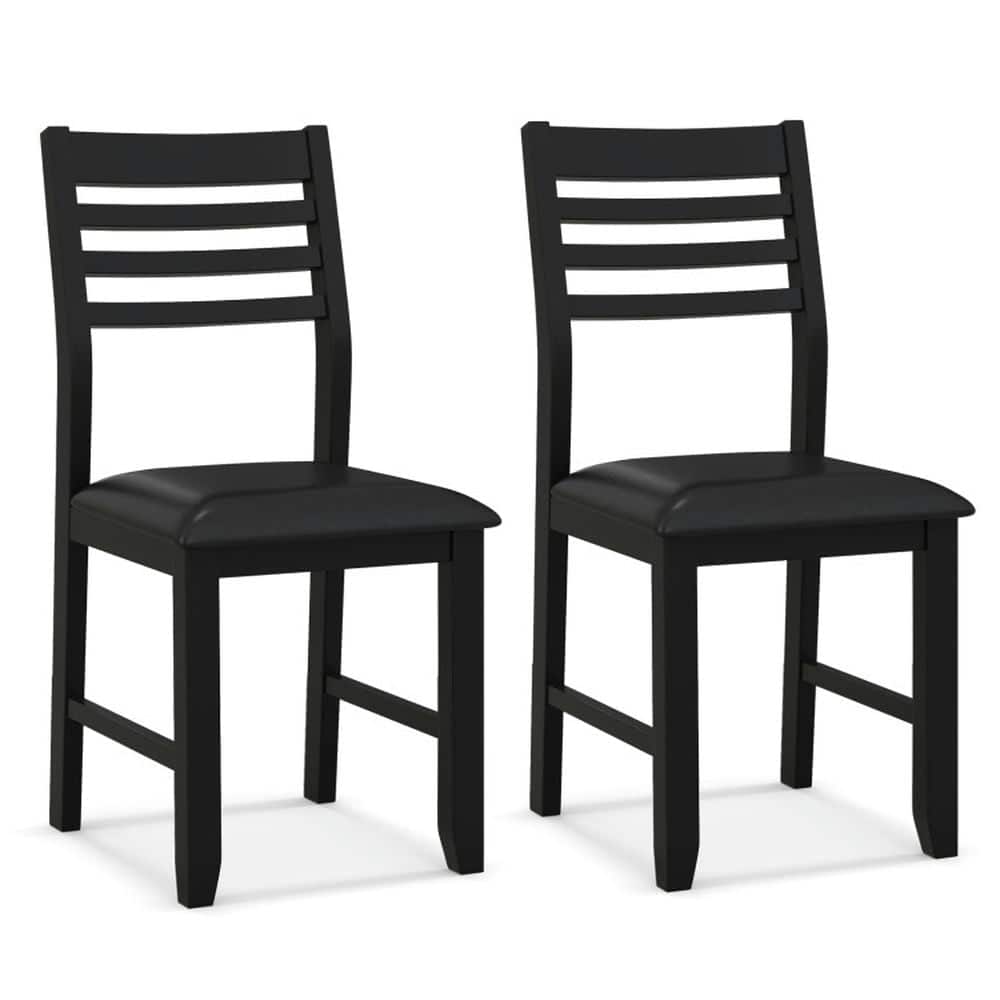 Kadyn - Dining Chairs, Kitchen Chairs Trattoria Chairs,Wooden Dining Chair Set of 2 with Rubber Wood Frame - Black