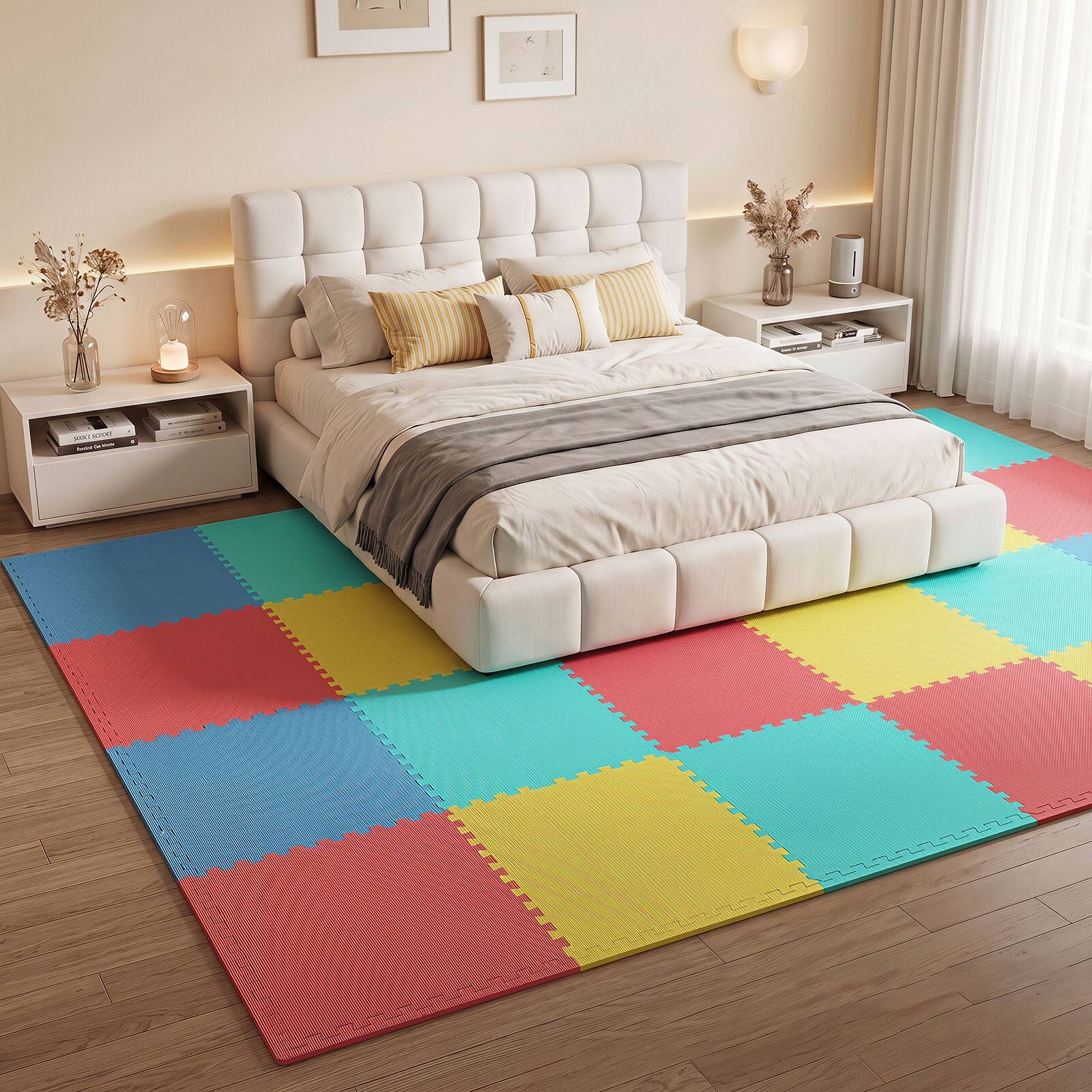 Alt View 4. Costway - Costway 12 Pack Interlocking EVA Foam Floor Tiles with Boarders Non-Slip Protective Flooring - Multicolor.