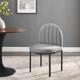 Isla Channel Tufted Upholstered Fabric Dining Side Chair by Modway - Black Light Gray