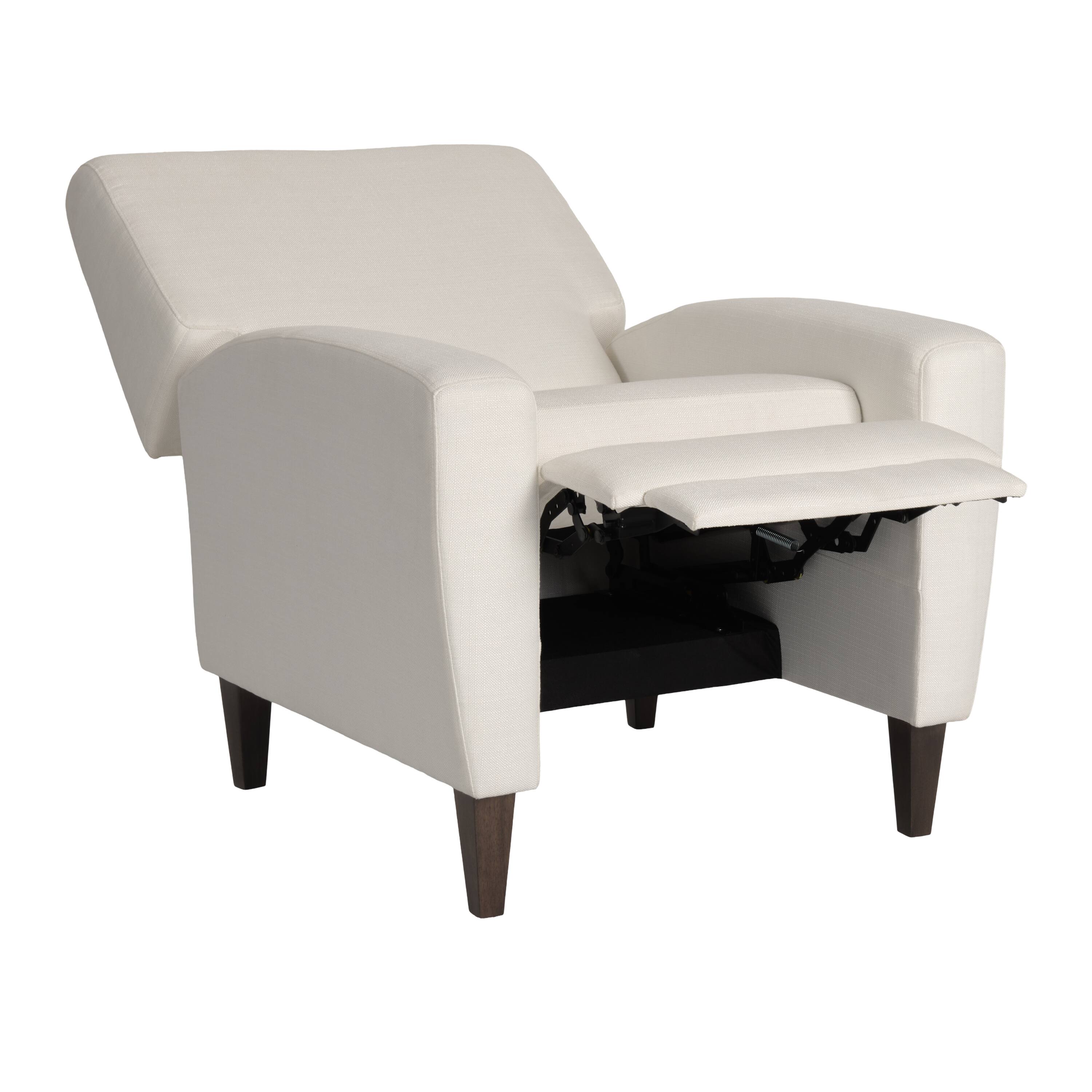 Alt View 5. CorLiving - Wells Basketweave Fabric Upholstered Indoor Pushback Recliner with Wood Legs - Off White.