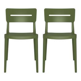 WestinTrends - Playa Outdoor Modern Stackable Plastic Patio Dining Chairs (Set of 2) - Olive Green