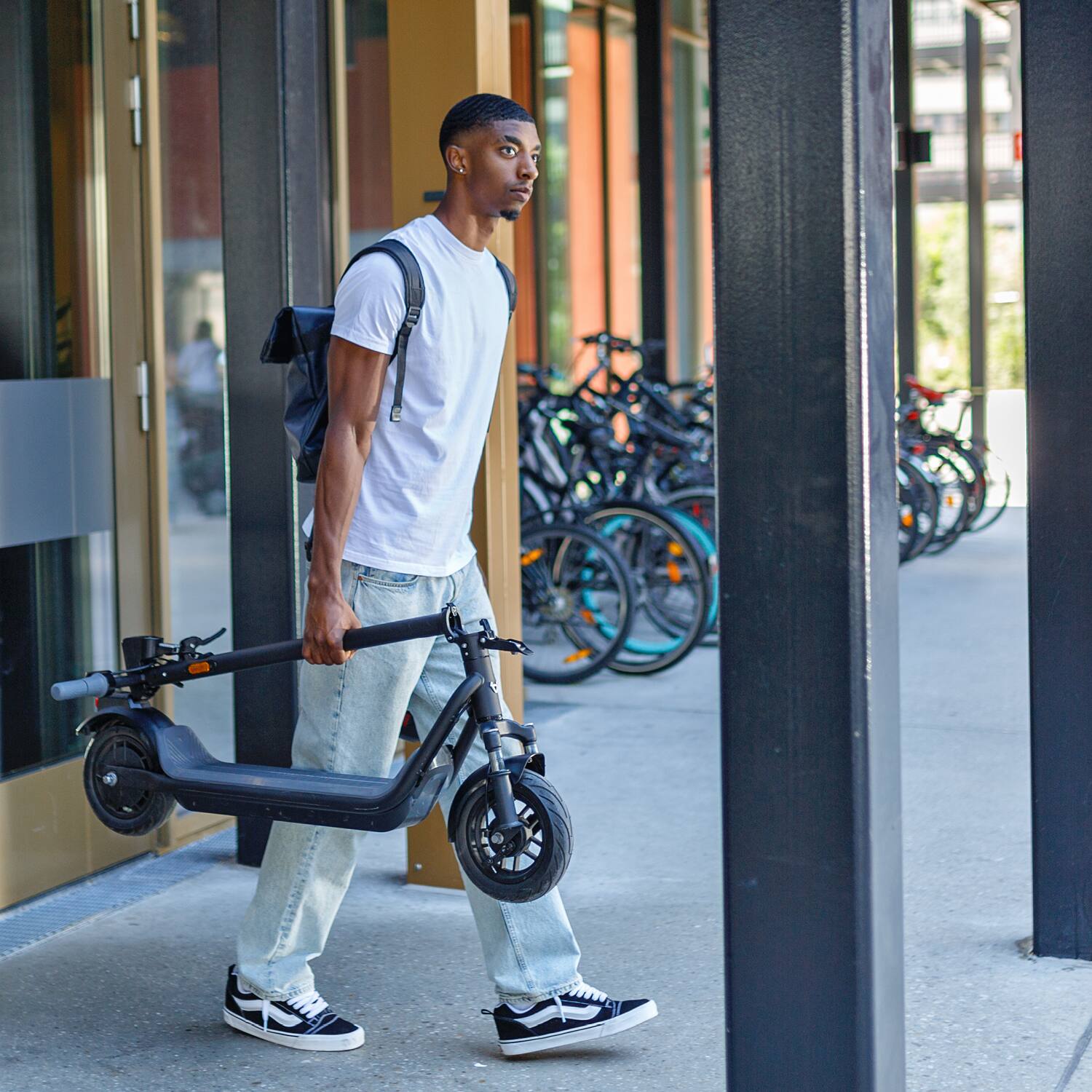 Alt View 9. NIU - KQi 100P Foldable Electric Kick Scooter w/ 22 mi Max Range & 18 mph Max Speed - Gray.