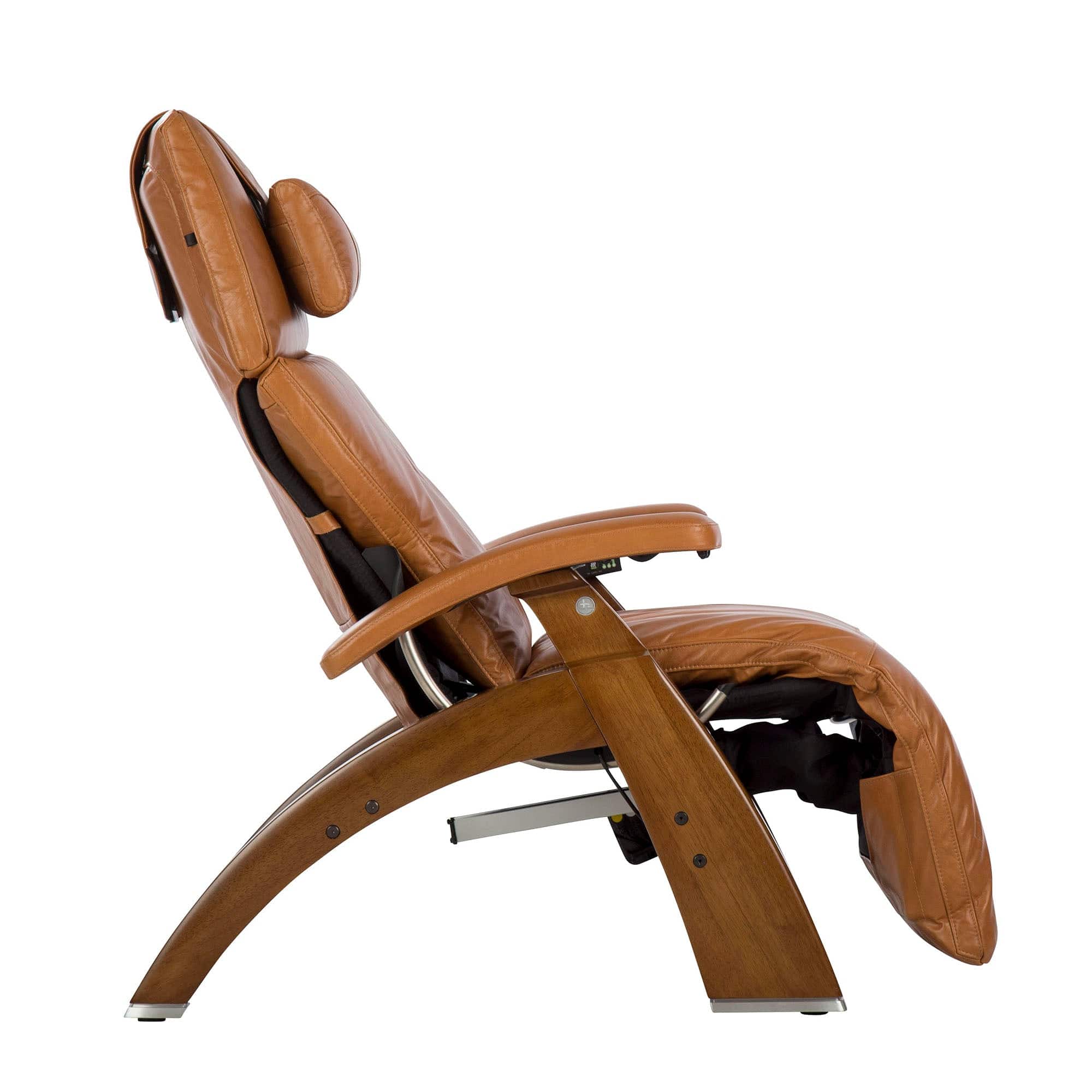 Human Touch - Perfect Chair PC-610 Omni-Motion Power Zero Gravity Recliner with Independent Back & Leg Adjustments - Walnut / Saddle Premium Leather / Performance