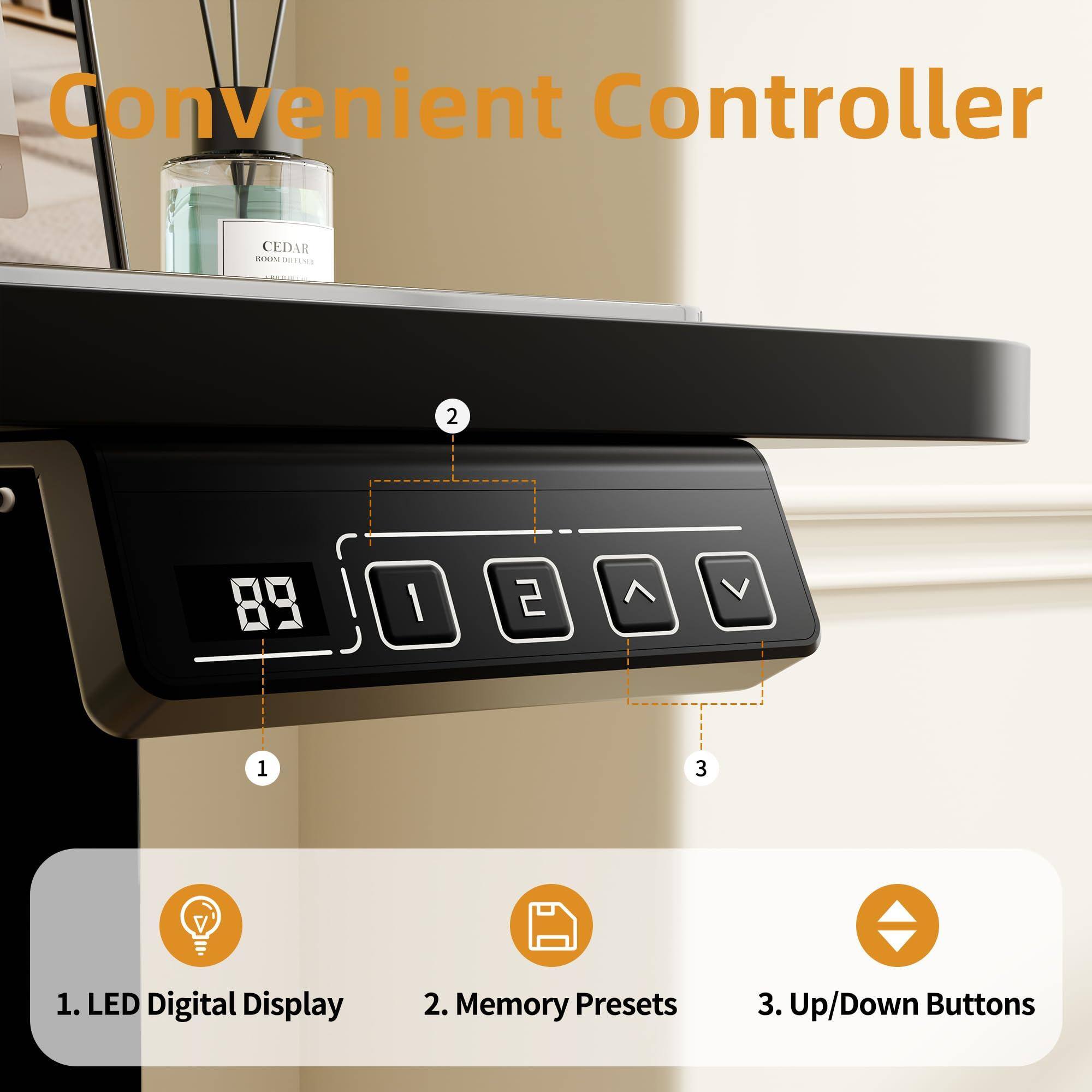 Convenient Controller

1. LED Digital Display
2. Memory Presets
3. Up/Down Buttons