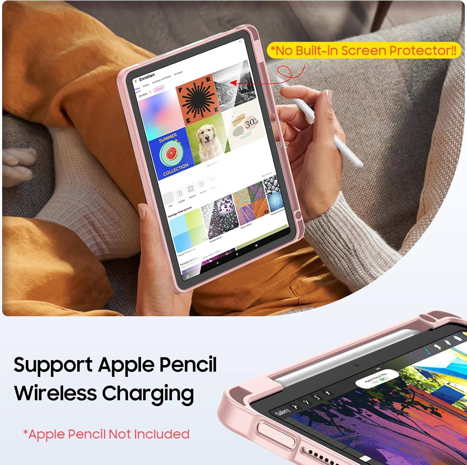 *No Built-in Screen Protector!!
Erstellon x
SUMMER
30% wer
COLLECTION
Support Apple Pencil Wireless Charging
ApplePencil
*Apple Pencil Not Included